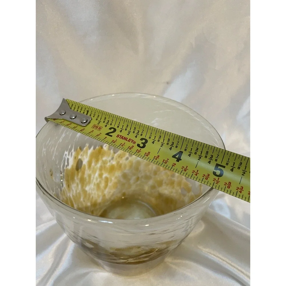 Yellow and White Blown Glass Ice Bucket Italy W/ Applied Handles